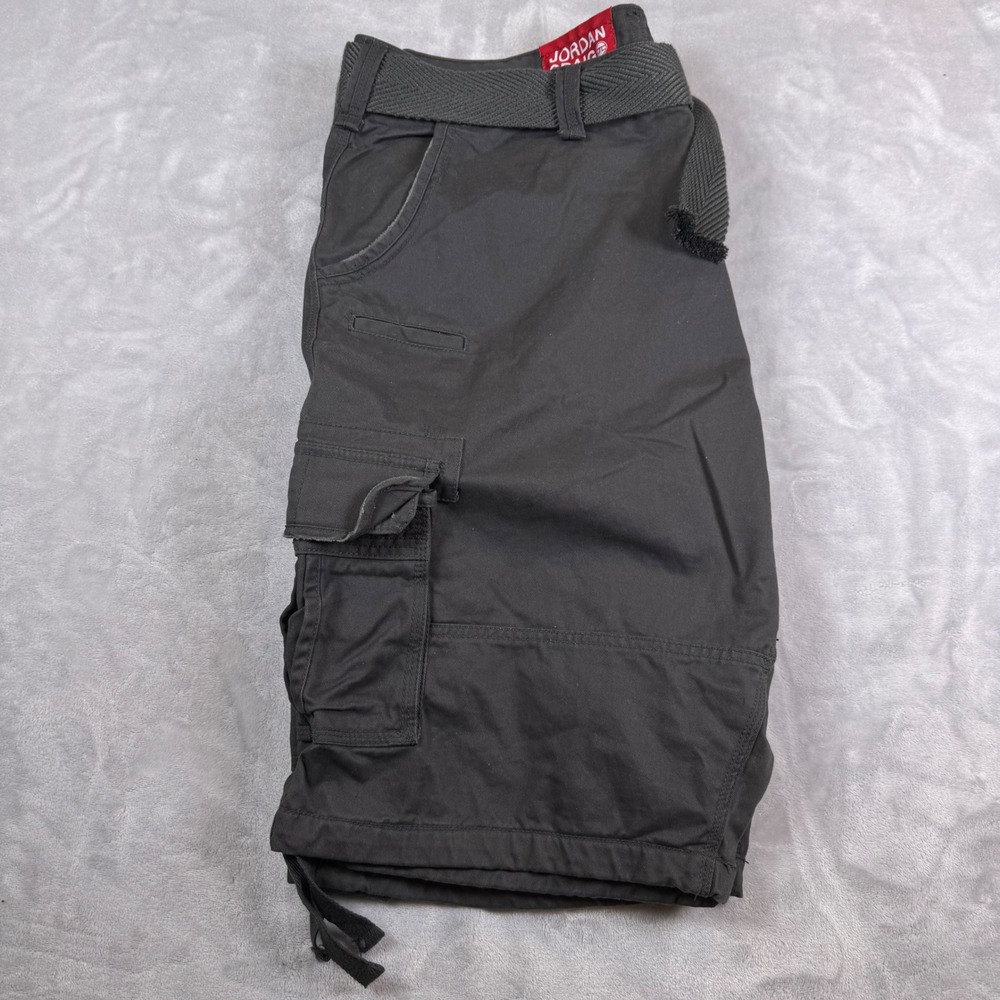 Jordan Craig Cargo Shorts Mens Charcoal Grey Belted Size 44 Style 4300A Gorpcore